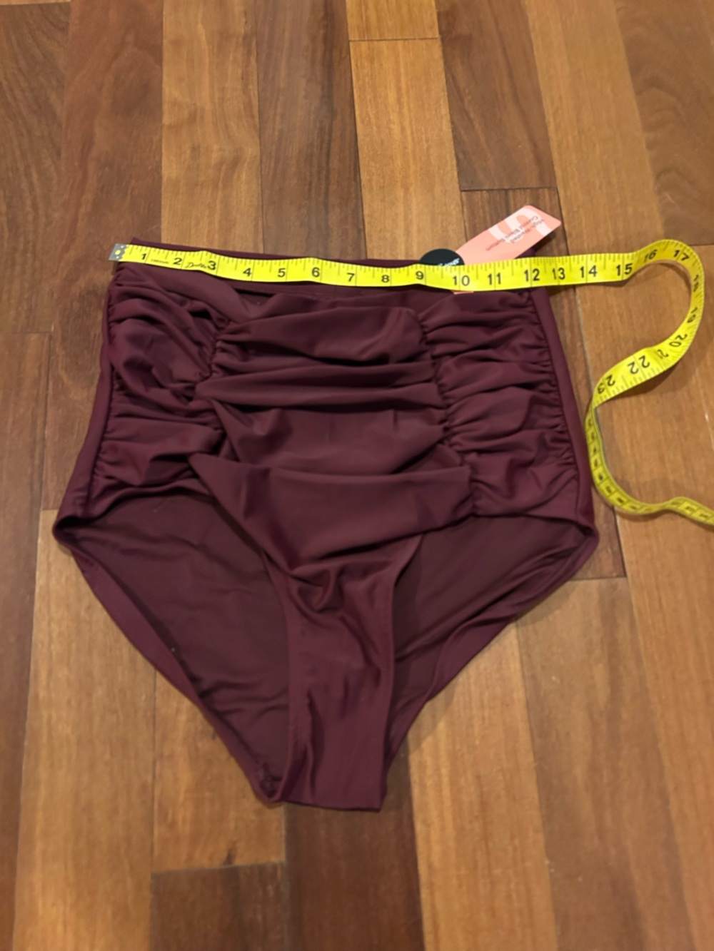 Shapermint High-Waisted Ruched Swim Bottoms - Burgundy NWT Size L - Picture 4 of 5